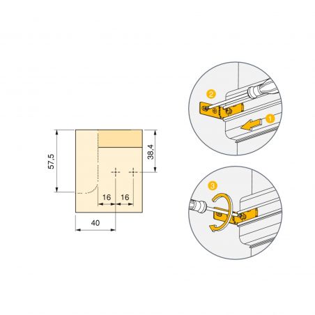 Kit de 2 profils supérieurs Gola pour meubles de cuisine, longueur 2,35mm avec ferrures, Blanc