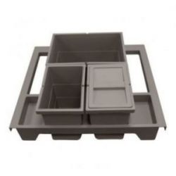 Aménagement poubelles de tiroir 34L composé de 3 seaux avec rangements et couvercle coulissant en plastique - meuble de 600 mm