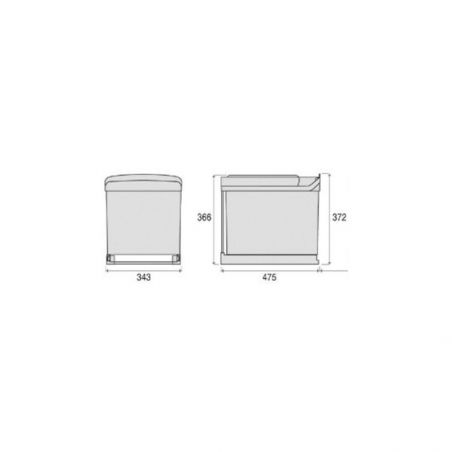 Poubelle coulissante 32L 2 bacs Poubelle coulissante 32L 2 bacs