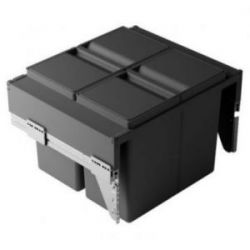 Poubelle pour meuble de 600mm composée de 2 bacs avec couvercles : 2 x 30L - H. 369mm - ouverture manuelle avec système SOFT