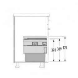 Poubelle pour meuble de 450mm composée de 2 seaux de 18L et d'un couvercle coulissant - ouverture manuelle avec système SOFT