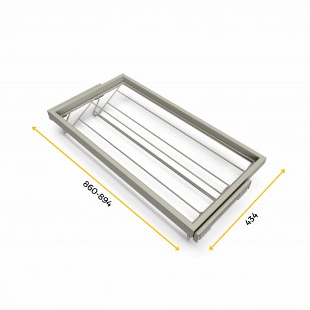 Kit tiroir à chaussures sur coulisses pour caisson de 900 mm, Gris