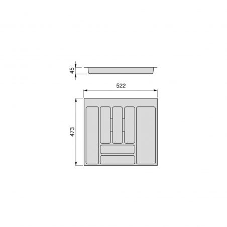 Range-couvert Optima pour caisson de 600 mm, Gris anthracite Range-couvert Optima pour caisson de 600 mm, Gris anthracite