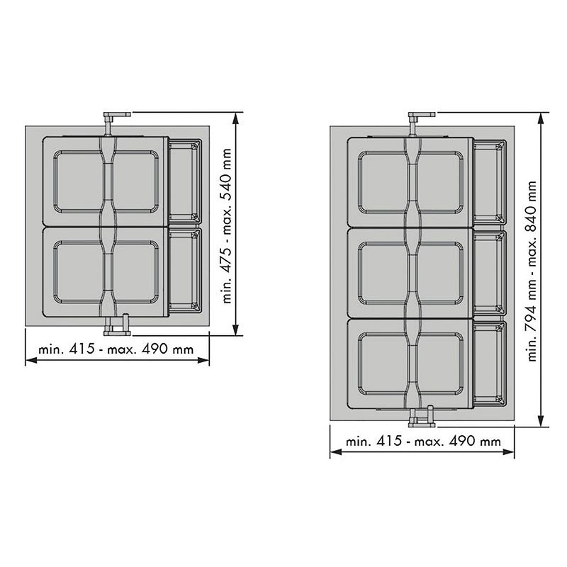 Poubelle sélective 31L 3 bacs pour caisson de 600 mm