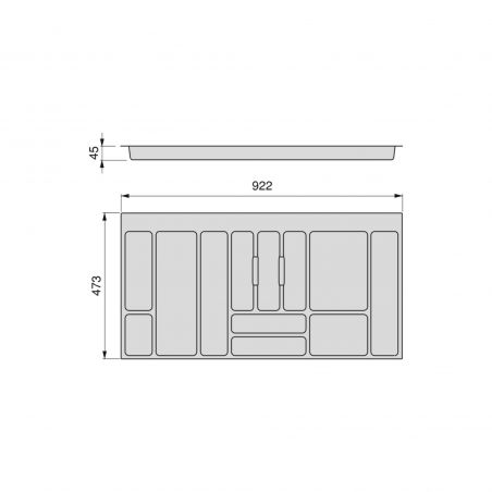 Range-couvert Optima pour caisson de 1000 mm, Gris anthracite Range-couvert Optima pour caisson de 1000 mm, Gris anthracite