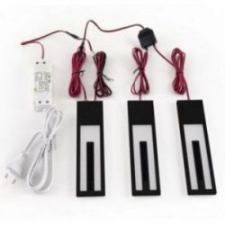 Kit 3 profils ONE LED extra-plat Noir mat (200 x 50 x 8mm) avec interrupteur infrarouge et variateur de température de couleur