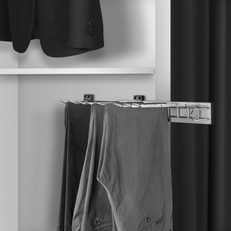Porte-pantalons Self à montage latéral Droite pour armoire, Chromé Porte-pantalons Self à montage latéral Droite pour armoire, Chromé