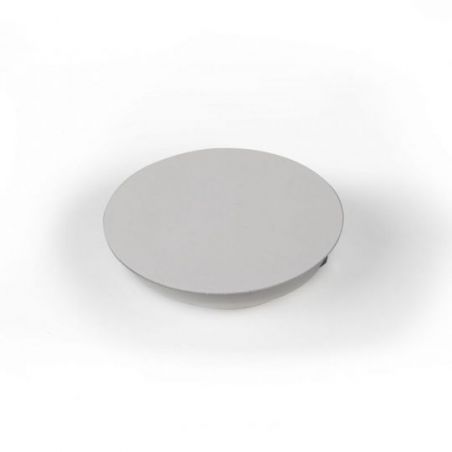 Spot décoratif HALO bibliothèque et meuble, LED 2W, disque circulaire gris clair posé à plat.