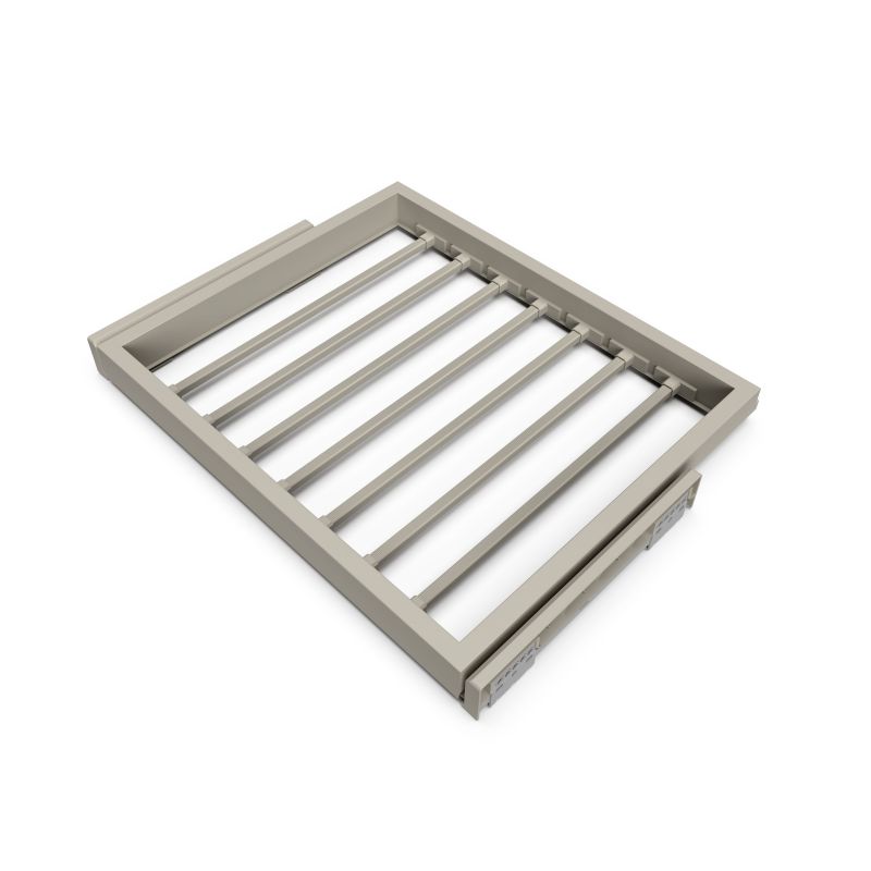 Kit porte pantalons 7 tringles sur coulisses pour caisson de 600 mm, Gris