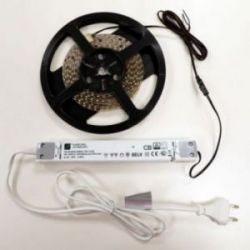 Kit LED flexible 2,5m avec son convertisseur 30W et son câble d'alimentation 1m (IP44)-4000K-5W/m