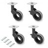 Lot de 4 roulettes Hole 2 avec platine de montage, Ø 60 mm, Gris/Noir Lot de 4 roulettes Hole 2 avec platine de montage, Ø 60 mm, Gris/Noir