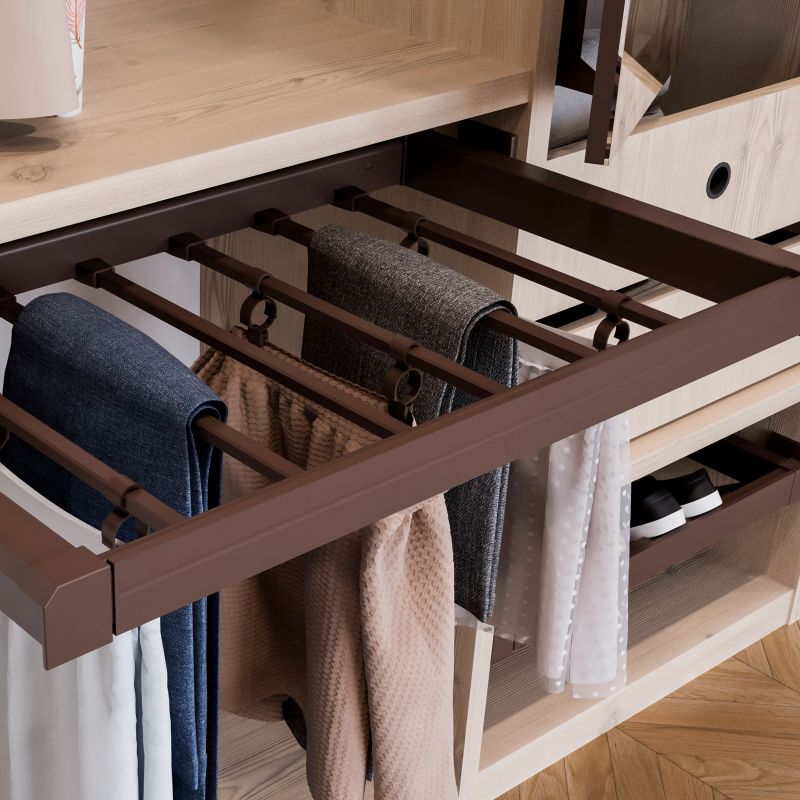 Porte-pantalons extractible 7 tringles pour caisson de 900 mm, Moka