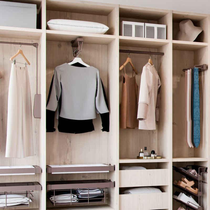 Porte-vêtements extractible Moka pour armoire, Moka