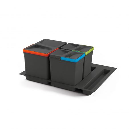Kit poubelle Recycle avec base 24L 3 bacs pour caisson de 600 mm Kit poubelle Recycle avec base 24L 3 bacs pour caisson de 600 mm