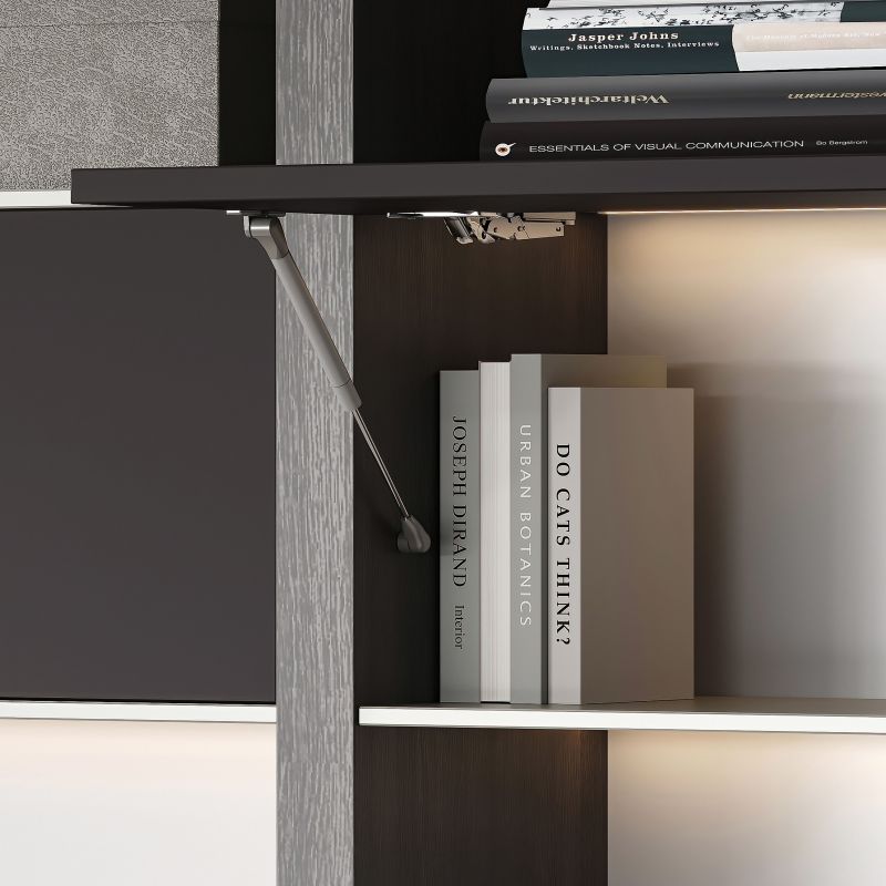 Piston Thin diamètre 12 avec fixations pour porte relevable, force 10 kg, Nickelé