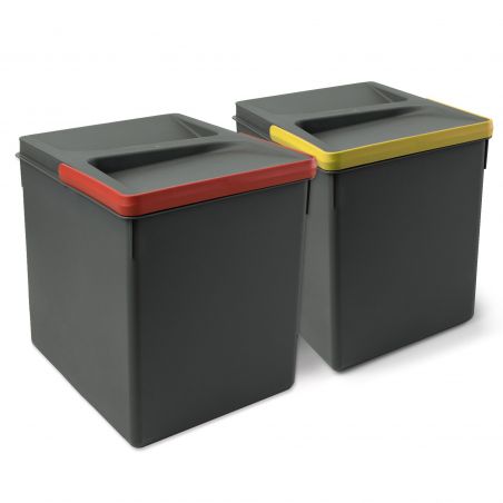 Kit poubelle Recycle, 2 bacs de 15L, Gris anthracite