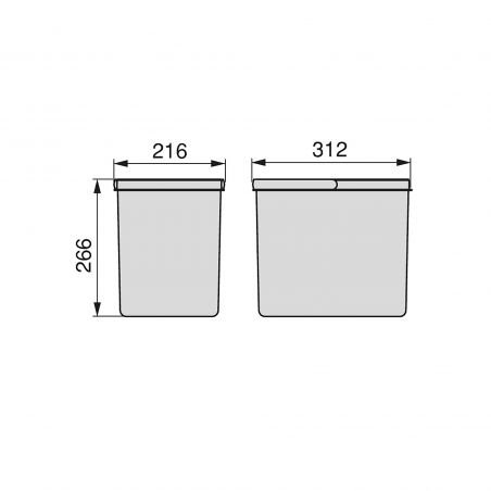 Kit poubelle Recycle, 2 bacs de 15L, Gris anthracite Kit poubelle Recycle, 2 bacs de 15L, Gris anthracite