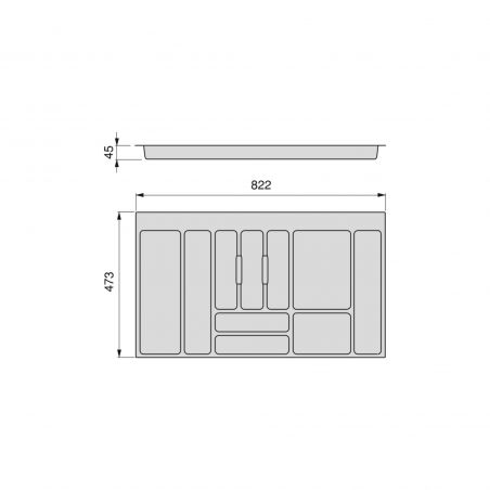 Range-couvert Optima pour caisson de 900 mm, Blanc Range-couvert Optima pour caisson de 900 mm, Blanc