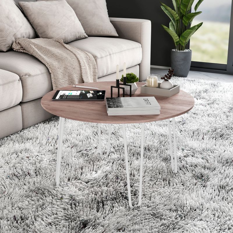 Lot de 4 pieds Hairpin 2 barres pour table, hauteur 400 mm, Blanc