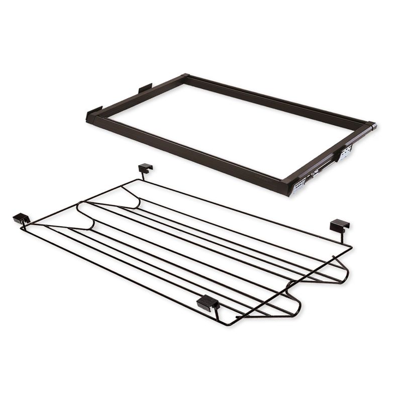 Kit range-chaussures métallique avec cadre coulissant pour caisson de 900 mm, Moka