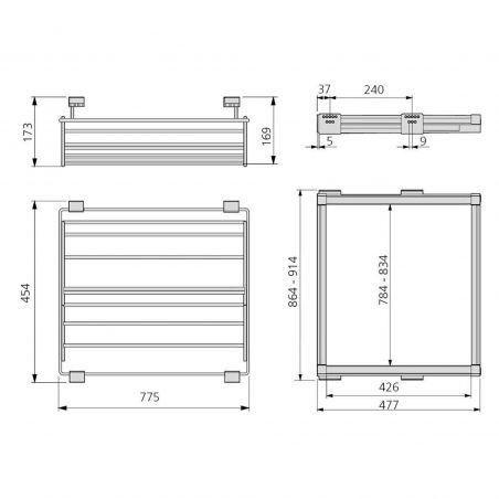 Kit range-chaussures métallique avec cadre coulissant pour caisson de 900 mm, Moka