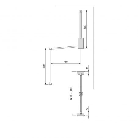 Penderie rabattable Hang pour armoire de largeur 600 à 830 mm, Noir