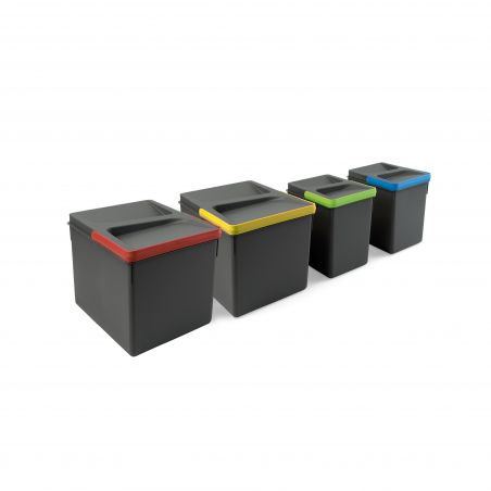 Kit poubelle Recycle avec base 36L 4 bacs pour caisson de 800 mm Kit poubelle Recycle avec base 36L 4 bacs pour caisson de 800 mm