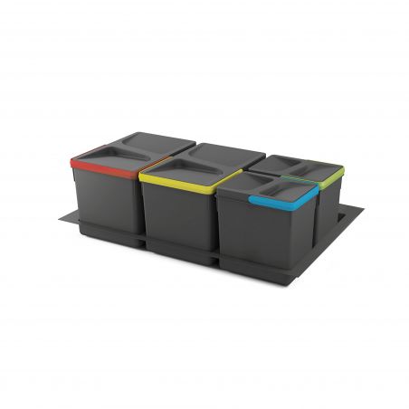 Kit poubelle Recycle avec base 36L 4 bacs pour caisson de 800 mm Kit poubelle Recycle avec base 36L 4 bacs pour caisson de 800 mm