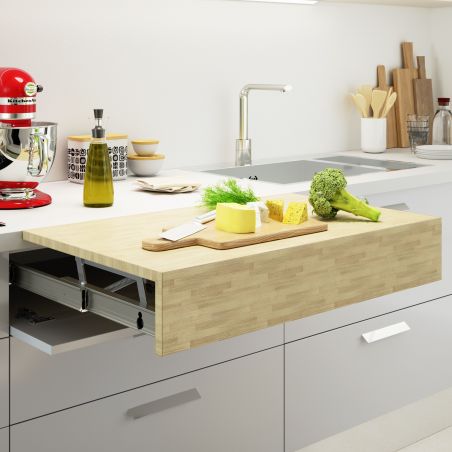 Coulisses pour table à rallonge et relevable Oplà Top, Inox brossé