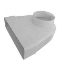Raccord mixte rectangulaire/rond pour système d'évacuation d'air - Type 150 blanc (204x60mm intérieur)