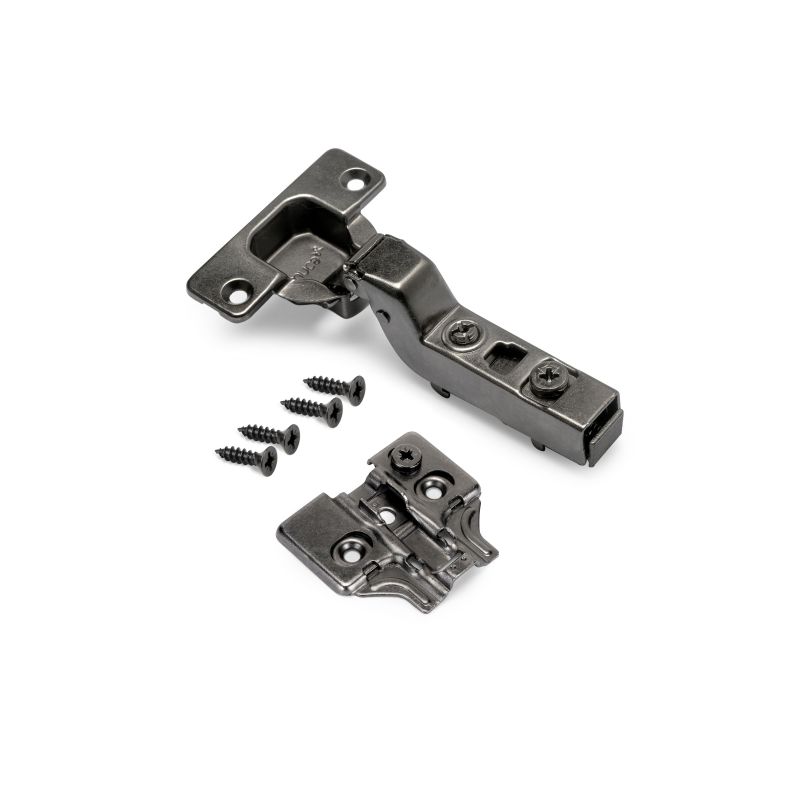 Lot de 20 charnières coudées pour montage rentrant X91 avec fermeture souple et embases à visser, Hauteur 0, Titane