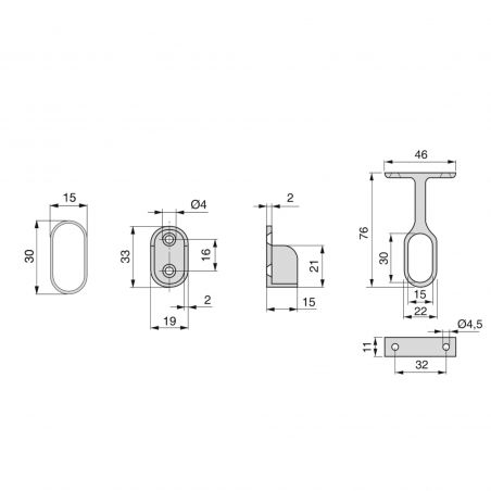Kit tube de penderie 30x15 mm acier, 0,75 m, Chromé Kit tube de penderie 30x15 mm acier, 0,75 m, Chromé