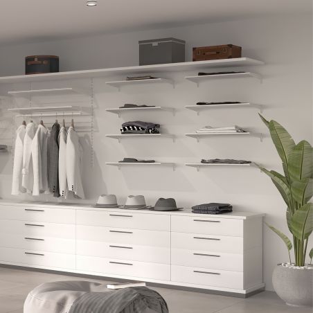 8 Plaques de fixation murale avec supports d'étagères Jagmet, longueur 280 mm, Blanc 8 Plaques de fixation murale avec supports d'étagères Jagmet, longueur 280 mm, Blanc