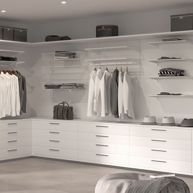 8 Plaques de fixation murale avec supports d'étagères Jagmet, longueur 280 mm, Blanc