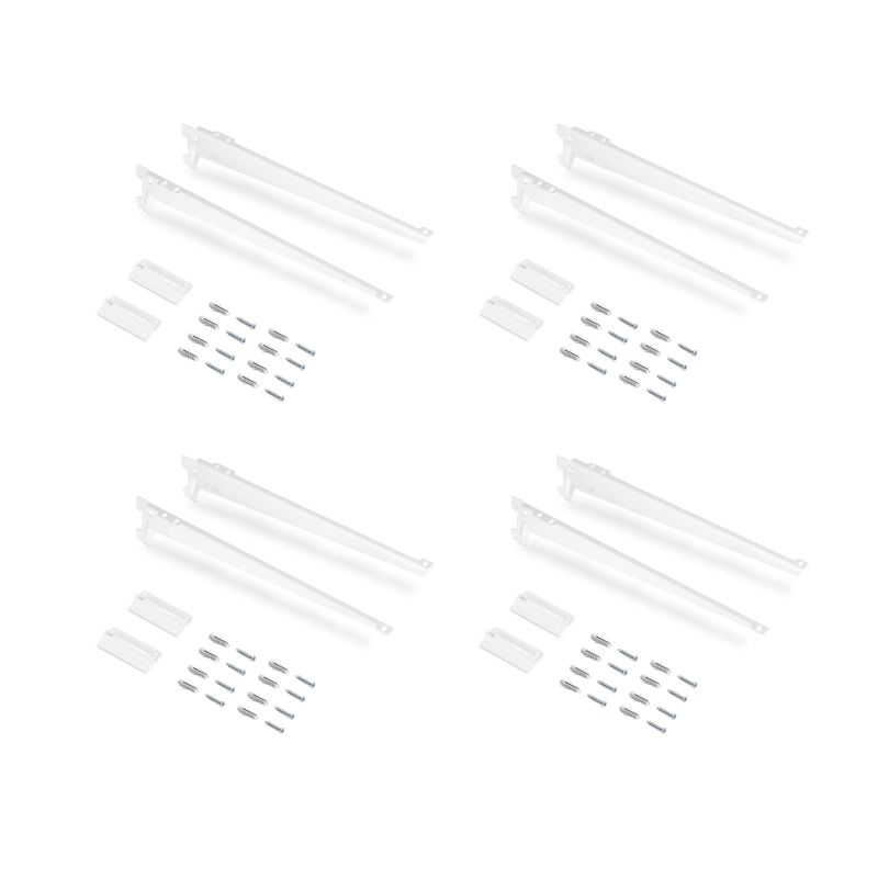 8 Plaques de fixation murale avec supports d'étagères Jagmet, longueur 280 mm, Blanc