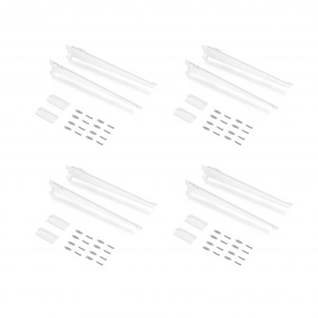 8 Plaques de fixation murale avec supports d'étagères Jagmet, longueur 280 mm, Blanc 8 Plaques de fixation murale avec supports d'étagères Jagmet, longueur 280 mm, Blanc