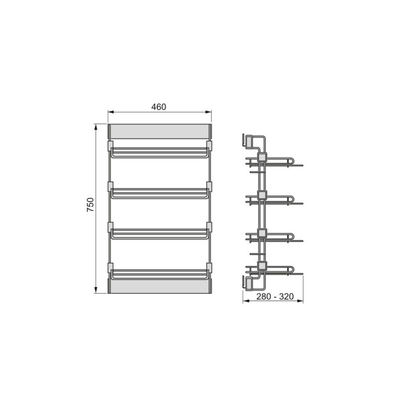 Rangement de chaussures latéral extractible, Sens Droit, Moka