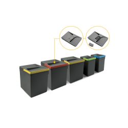 Poubelles pour tiroir de cuisine Recycle avec couvercle anti-odeurs, Hauteur 266mm, 3x15litres et 2x7litres, Anthracite