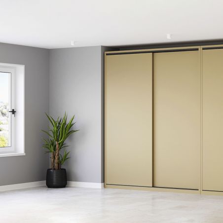 Kit de ferrures Flow pour placard 2 portes coulissantes avec rails de surface 2,35m, panneaux non inclus, Anodisé mat Kit de ferrures Flow pour placard 2 portes coulissantes avec rails de surface 2,35m, panneaux non inclus, Anodisé mat