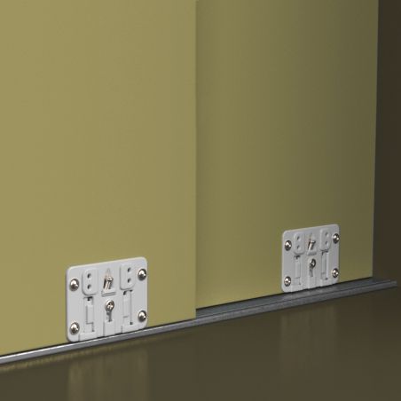 Kit de ferrures Flow pour placard 2 portes coulissantes avec rails de surface 2,35m, panneaux non inclus, Anodisé mat Kit de ferrures Flow pour placard 2 portes coulissantes avec rails de surface 2,35m, panneaux non inclus, Anodisé mat