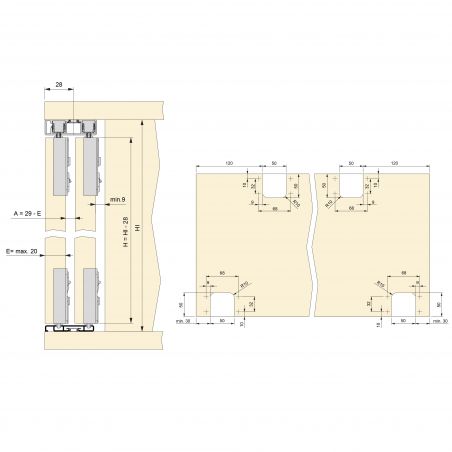 Kit de ferrures Flow pour placard 2 portes coulissantes avec rails de surface 2,35m, panneaux non inclus, Anodisé mat Kit de ferrures Flow pour placard 2 portes coulissantes avec rails de surface 2,35m, panneaux non inclus, Anodisé mat