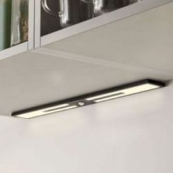 Réglette LED DOUBLE extra-plate (500x50x8mm) avec détecteur de mouvement - finition aluminium brossé noir - 15W - 4000K