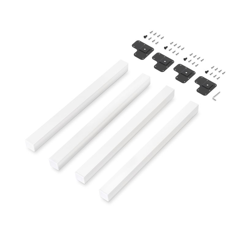 Lot de 4 pieds carrés pour table, 50 x 50 mm, Blanc