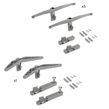 Kit de 3 jeux de supports d'étagères en bois et 1 jeu de supports de modules, Gris Kit de 3 jeux de supports d'étagères en bois et 1 jeu de supports de modules, Gris