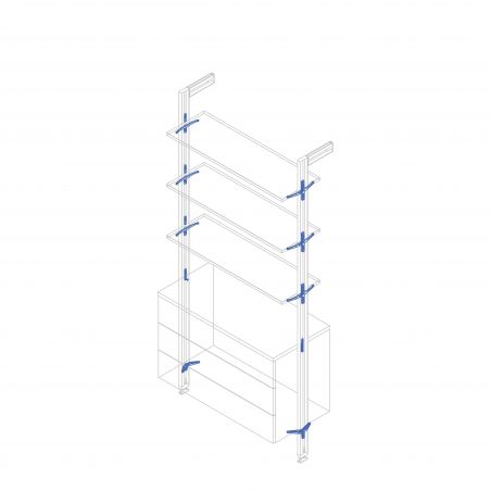Kit de 3 jeux de supports d'étagères en bois et 1 jeu de supports de modules, Gris Kit de 3 jeux de supports d'étagères en bois et 1 jeu de supports de modules, Gris