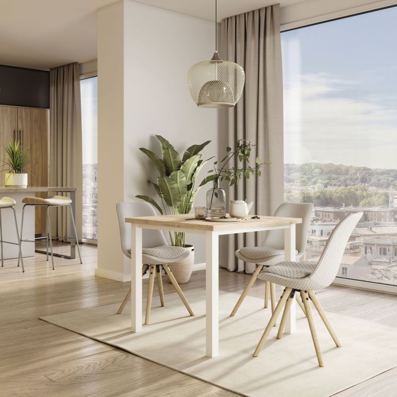 Piètement de table avec pieds carrés et cadre 750 x 750 mm, Blanc