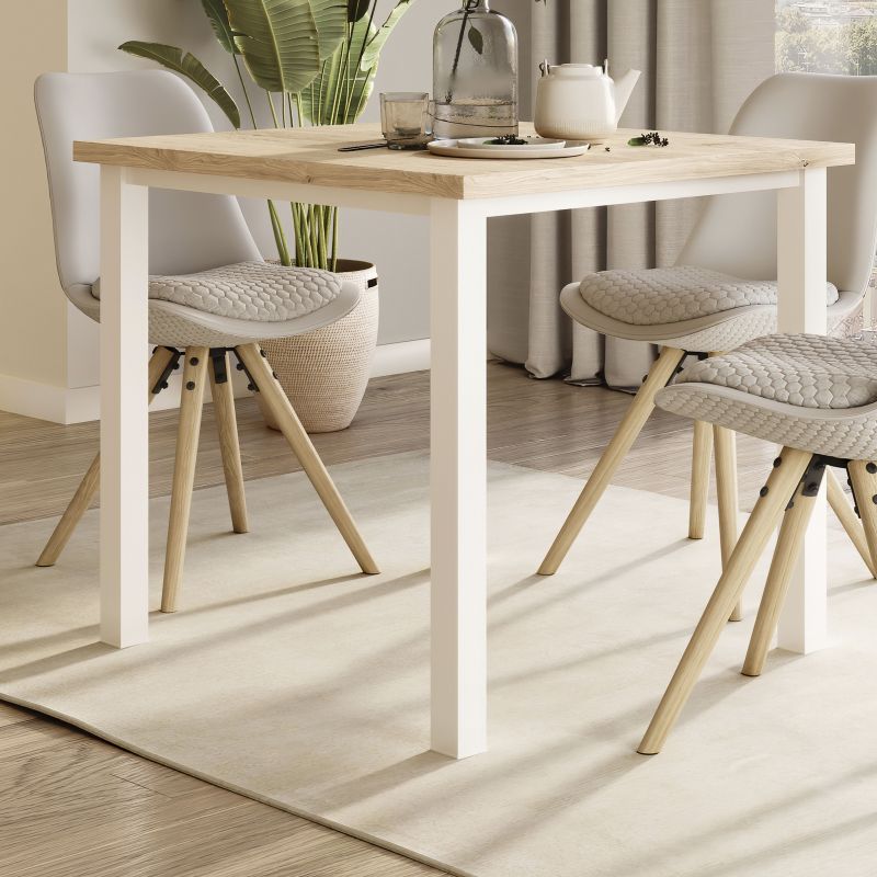 Piètement de table avec pieds carrés et cadre 750 x 750 mm, Blanc