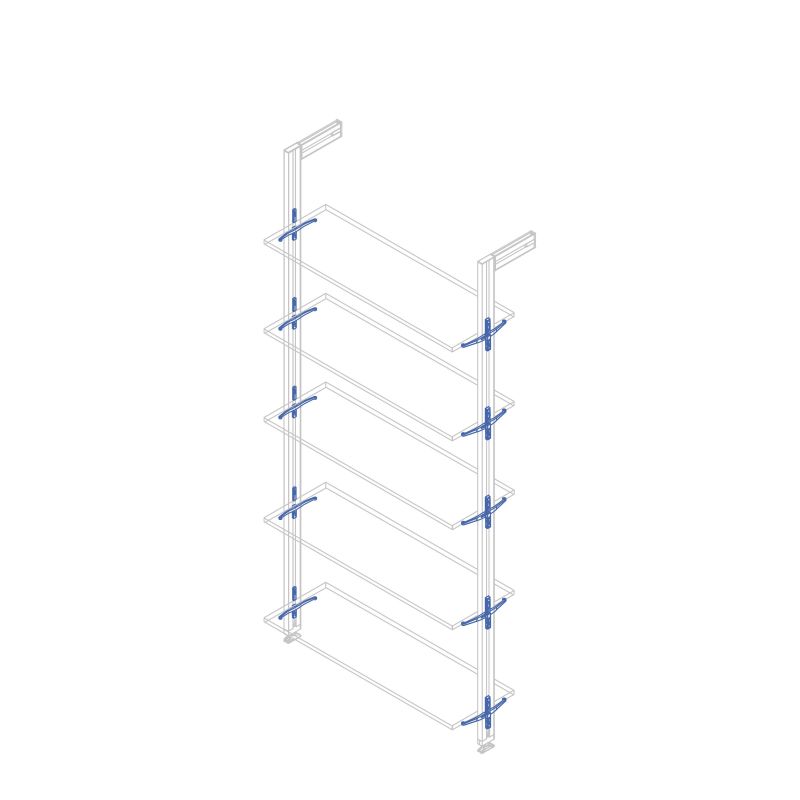Jeu de 5 supports d'étagères en bois, planches en bois non incluses, Gris