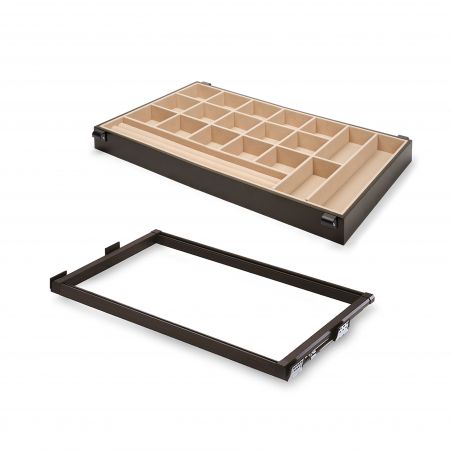 Kit tiroir organisateur et cadre coulissant pour caisson de 900 mm, Moka, 1 ut. Kit tiroir organisateur et cadre coulissant pour caisson de 900 mm, Moka, 1 ut.