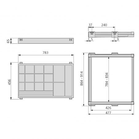 Kit tiroir organisateur et cadre coulissant pour caisson de 900 mm, Moka, 1 ut. Kit tiroir organisateur et cadre coulissant pour caisson de 900 mm, Moka, 1 ut.